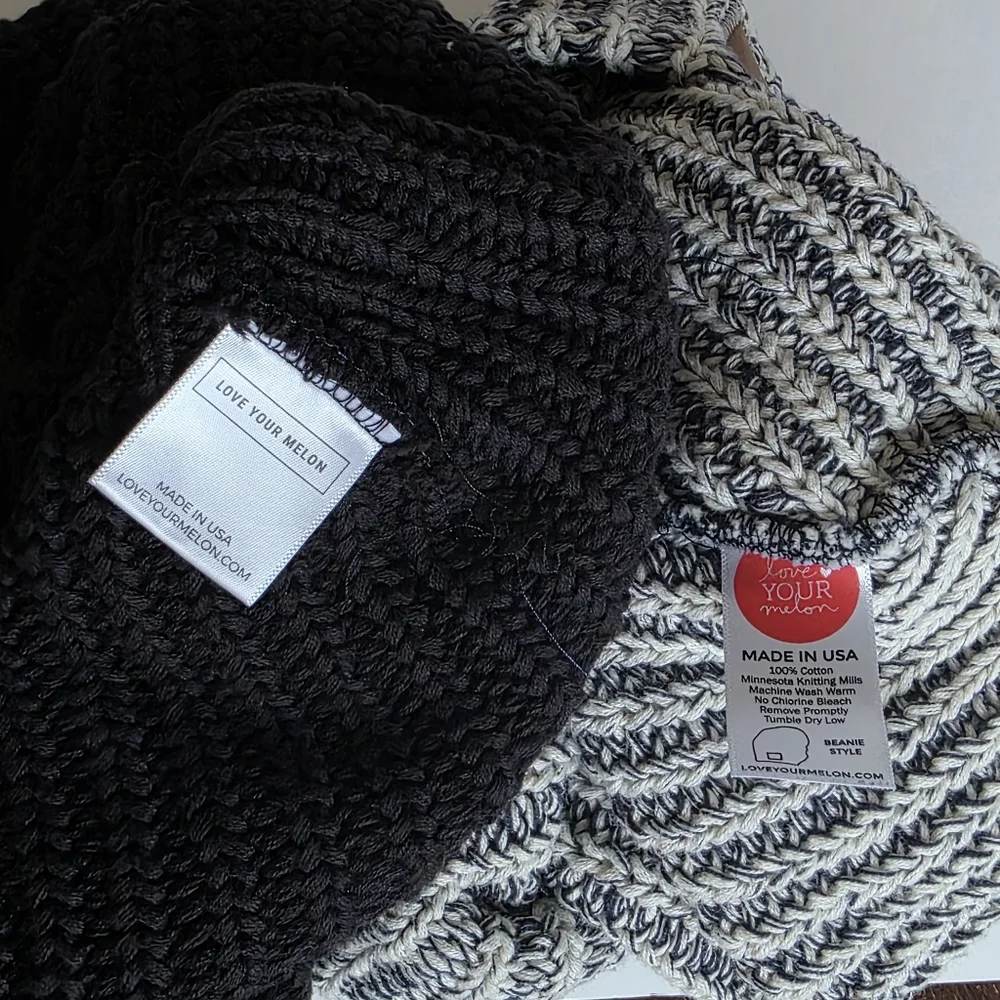 Love your Melon PAIR Of 2  knit beanies Size One size Excellcent Condition